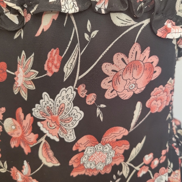 Max Studio Women's Pink and Black Flutter Sleeve Floral Midi Dress size M - Picture 6 of 15